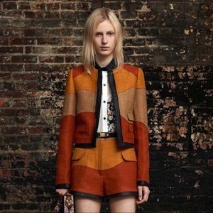 PROENZA SCHOULER ORANGE COLOURBLOCK CROPPED JACKET